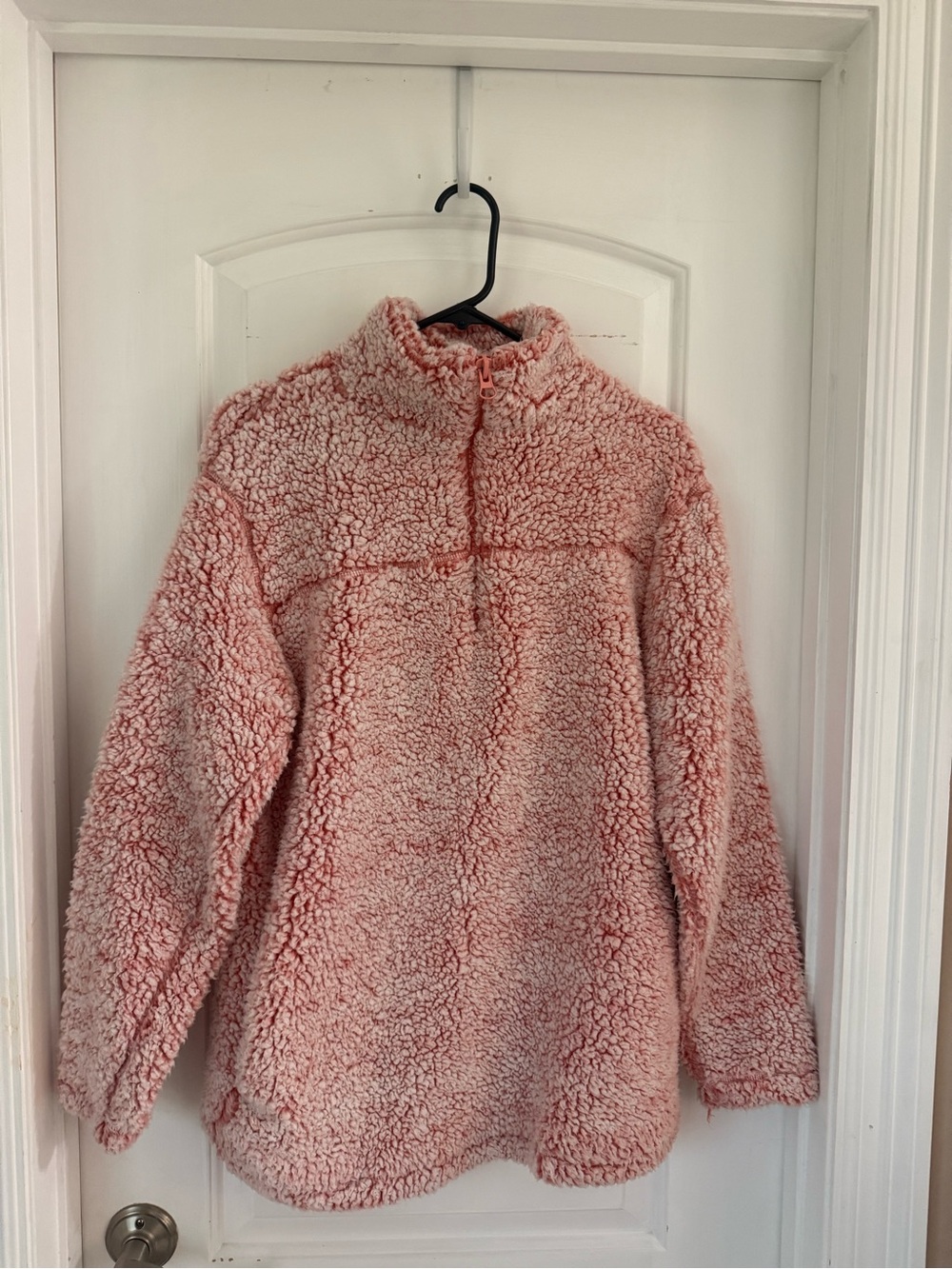 Zenana Outfitters Plush Sherpa Half-Zip Jacket - adult small, oversized fit